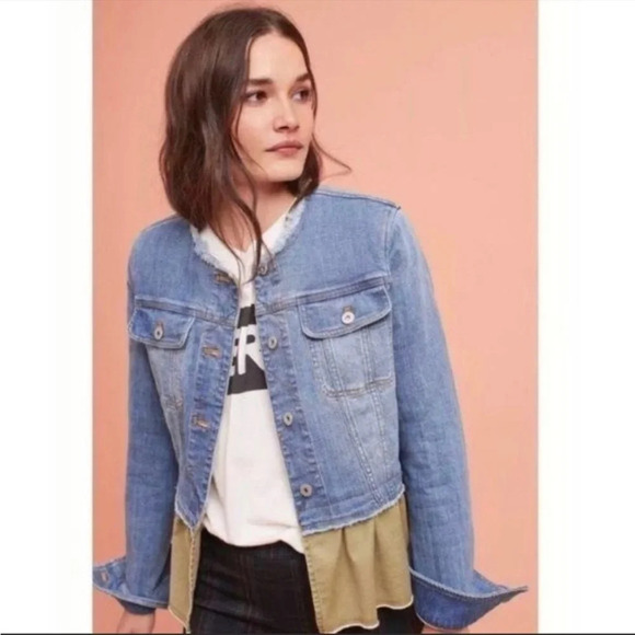 Pilcro and the Letterpress Denim Eyelet Jacket - Picture 1 of 7